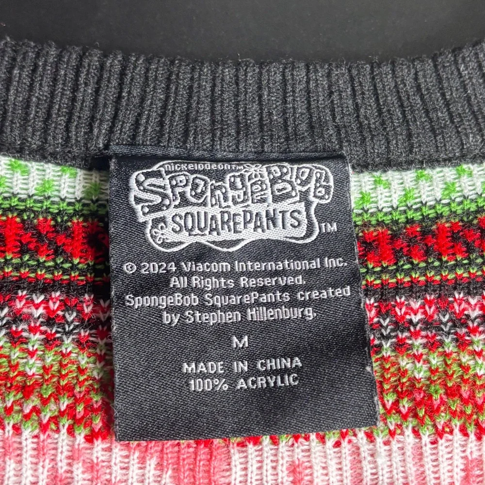 Ugly Christmas Cardigan Oversized Holiday Sweater Spongebob Green Patrick Star M